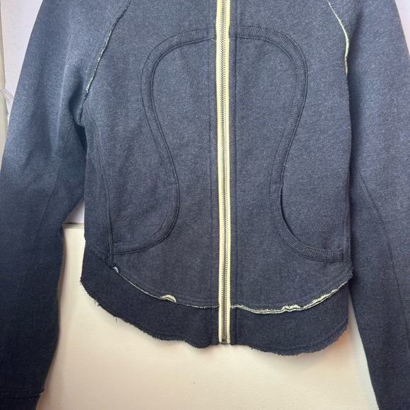 Lululemon RARE Scuba Raw Edge Round Hem Hoodie Jacket Zip Cotton Fleece Ribbed - Picture 11 of 15